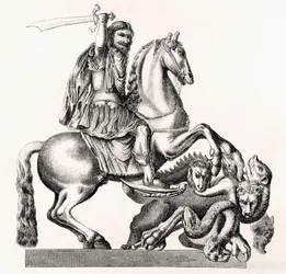 El rey Carlos II de Inglaterra representado como San Jorge matando al dragón, 1855